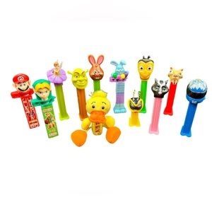 Vintage PEZ & Klik Dispenser Lot Mario Link Shrek Bee Movie Tinker Bell